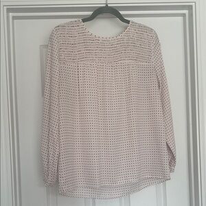 LOFT Light Pink Printed Long-Sleeve Blouse